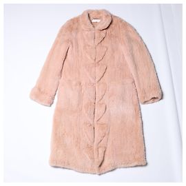 Escada Pink Mink Fur Coat, Size 38 Pink