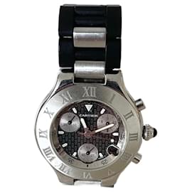 Cartier-Must 21 Chronoscaph steel and rubber Cartier-Black,Silvery