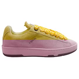Lanvin-Lanvin Chamomile Suede Basses Light Curb Low Top Sneakers-Yellow