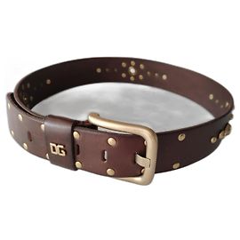 Dolce & Gabbana DOLCE&GABBANA LEATHER BELT WITH STUDS. Brown