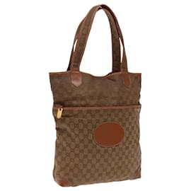 Gucci-GUCCI GG Canvas Tote Bag Beige Gold 002 983 0054 Auth bs18799-Beige,Golden