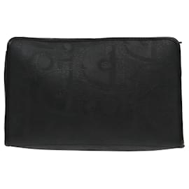 Christian Dior-Christian Dior Trotter Canvas Clutch Bag Black Auth ti2132-Black