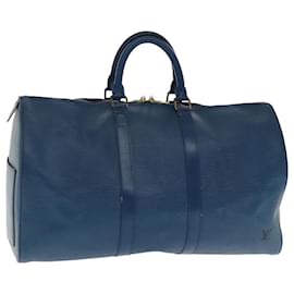 Louis Vuitton-LOUIS VUITTON Epi Keepall 45 Boston Bag Blue M42975 LV Auth 92059-Blue