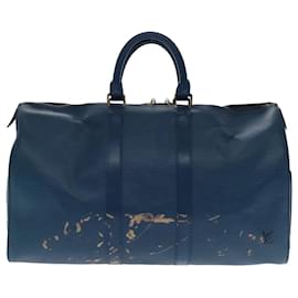 Louis Vuitton-LOUIS VUITTON Epi Keepall 45 Boston Bag Blue M42975 LV Auth 92059-Blue