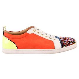 Baskets Christian Louboutin en daim rouge Rouge