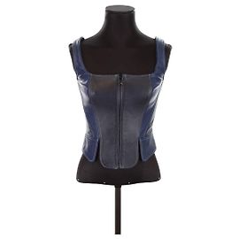 Marine Serre Leather corset Blue