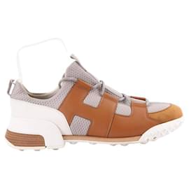 Hermès-Leather sneakers-Grey
