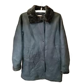 Autre Marque-CHRIST German Original Shearling Sheepskin Mouton Lammy Coat-Black