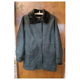 Autre Marque-CHRIST German Original Shearling Sheepskin Mouton Lammy Coat-Black