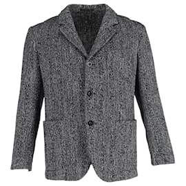 Autre Marque-Mr. P. Unstructured Herringbone Mélange Single-Breasted Blazer in Grey Wool-Grey