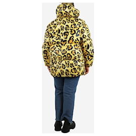 Autre Marque-Yellow leopard print hooded puffer jacket - size UK 12-Yellow