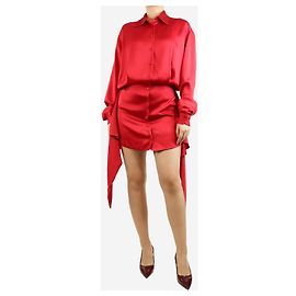 Attico Rotes Satin-Minihemdkleid - Größe UK 10 Rot
