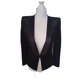Blazer Balmain de veludo preto com bolinhas Preto