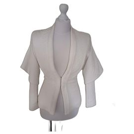 Balmain Veste Courte en Coton Blanc avec Cape Blanc