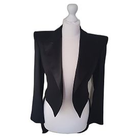 Balmain Tailcoat Blazer Schwarz Wolle Schwarz