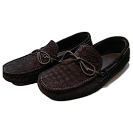 Bottega Veneta-Bottega Veneta Suede Loafers-Dark brown
