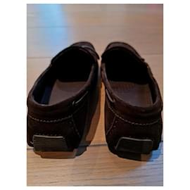 Bottega Veneta-Bottega Veneta Suede Loafers-Dark brown