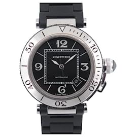 Cartier-CARTIER PASHA SEATIMER 2790 AUTOMATIC 40 MM STEEL & RUBBER WATCH-Black