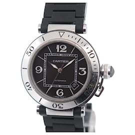 Cartier-CARTIER PASHA SEATIMER 2790 AUTOMATIC 40 MM STEEL & RUBBER WATCH-Black