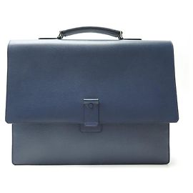 NINE LANCEL A07986 BLUE GRAINED LEATHER HANDBAG NEW BRIEFCASE Blue