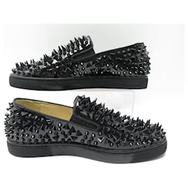 Christian Louboutin-NINE CHRISTIAN LOUBOUTIN ROLLER BOAT LOAFERS 40.5 SHOES-Black