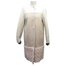 Fendi-NEW LONG FENDI COAT IN CASHMERE AND BEIGE MINK FUR SIZE 38-Beige