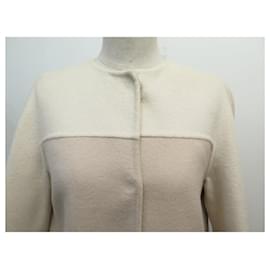 Fendi-NEW LONG FENDI COAT IN CASHMERE AND BEIGE MINK FUR SIZE 38-Beige