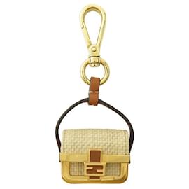 Fendi-FENDI MINI BAG KEYCHAIN RAPHIA CHARM HAND BAG-Other