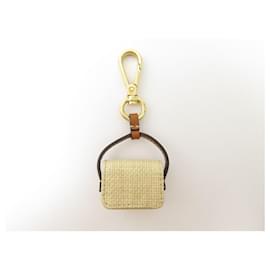 Fendi-FENDI MINI BAG KEYCHAIN RAPHIA CHARM HAND BAG-Other