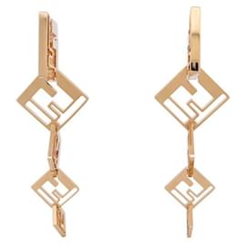 Fendi-NINE FENDI FOREVER LOGO FF GOLDEN DROP EARRINGS-Golden