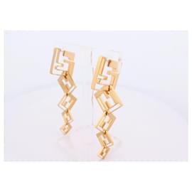 Fendi-NINE FENDI FOREVER LOGO FF GOLDEN DROP EARRINGS-Golden