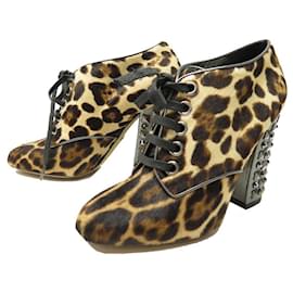 Dolce & Gabbana-NINE DOLCE & GABBANA HARAKO BOOTS SIZE 38 IN LEOPARD CALF-Beige