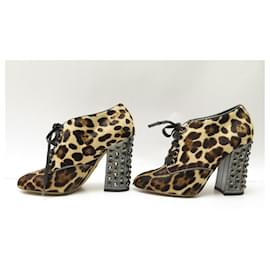 Dolce & Gabbana-NINE DOLCE & GABBANA HARAKO BOOTS SIZE 38 IN LEOPARD CALF-Beige