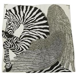 Hermès CHALE HERMES ZEBRA PEGASUS ALICE SHIRLEY SCIALLE IN CASHMERE E SETA Crudo