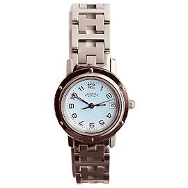 Montre Hermès Clipper Sport acier cadran blanc 24mm Blanc
