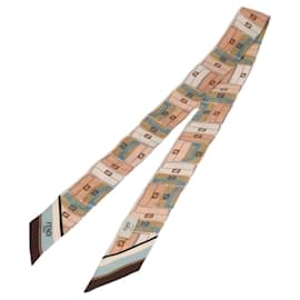 Fendi-FENDI Twilly Scarf Silk Pink Auth ar12615-Pink