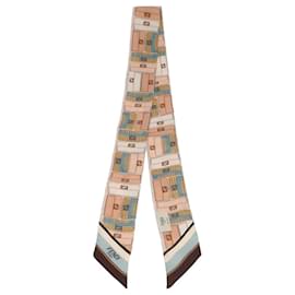 Fendi-FENDI Twilly Scarf Silk Pink Auth ar12615-Pink