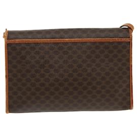 Céline-CELINE Macadam Canvas Shoulder Bag PVC Leather Brown Gold Auth mr602-Brown,Golden