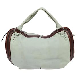Céline-CELINE Shoulder Bag Leather White Brown Auth bs18904-Brown,White