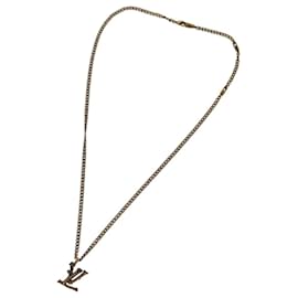 Louis Vuitton-LOUIS VUITTON LV Wood Necklace metal Dark Silver MP2818 LV Auth 95075-Metallic