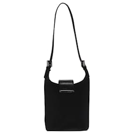 Fendi-FENDI Mamma Baguette Shoulder Bag Nylon Leather Black Silver Auth ep6018-Black,Silvery