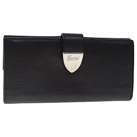 Gucci-GUCCI Long Wallet Leather Black Silver 231837 Auth bs18713-Black,Silvery