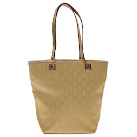 Gucci-GUCCI GG Canvas Tote Bag Gold 002 1099 Auth 94447-Golden