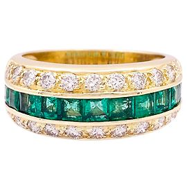 inconnue Vintage yellow gold ring, diamonds, emeralds. Other