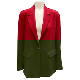 Autre Marque-Rosetta Getty Red One-Button Wool Crepe Blazer-Red