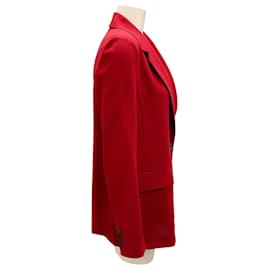 Autre Marque-Rosetta Getty Red One-Button Wool Crepe Blazer-Red