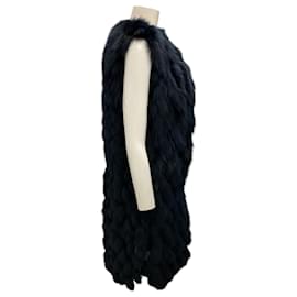 Autre Marque-J. Mendel Navy Blue Genuine Fur Vest-Navy blue