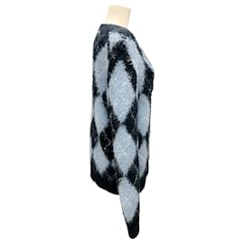 Michael Kors-Michael Kors Collection Light Blue / Navy Blue Knit Cardigan Sweater-Blue