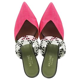 Autre Marque-Malone Souliers Woven Maisie Sandals in Pink Raffia-Pink