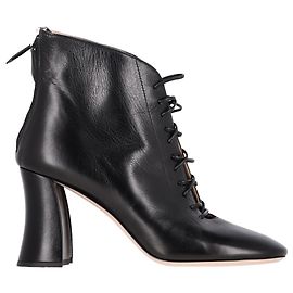 Miu Miu Schnürstiefeletten aus schwarzem Leder Schwarz